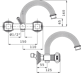 Смеситель Cezares Olimp VD 01 O для ванны с душем OLIMP-VD-01-O