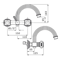 Смеситель Cezares Olimp VD 02 Sw для ванны с душем OLIMP-VD-02-Sw