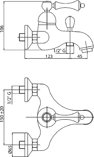 Смеситель Cezares Margot VM 03/24 Bi для ванны с душем MARGOT-VM-03/24-Bi