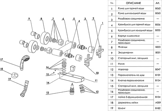 Смеситель Wasserkraft Weser  для ванны с душем 7801