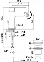 Paffoni Elle Смеситель для биде с автомат. донным клапаном 1 1/4", цвет: черный матовый EL135NO