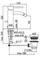 Paffoni Light Смеситель для биде с автомат. донным клапаном 1 1/4", цвет: Steel Looking LIG135ST