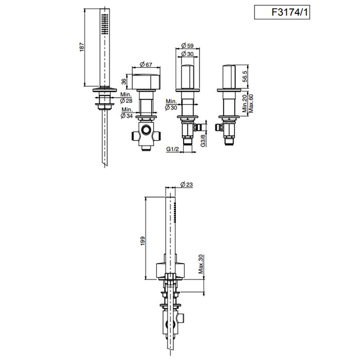 Fima Carlo Frattini So Смеситель на борт ванны двойной, без излива, цвет хром F3174/1CR