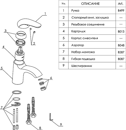 Смеситель Wasserkraft Rossel  для раковины 2803
