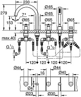 Grohe Atrio New Смеситель на борт ванны, с ручным душем, 5 отверстий, цвет: теплый закат, матовый 19923DC3