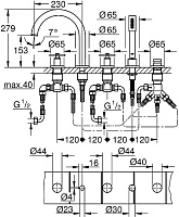 Grohe Atrio New Смеситель на борт ванны, с ручным душем, 5 отверстий, цвет: хром 19923003