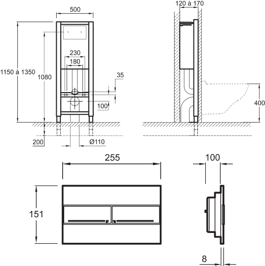 Система инсталляции для унитазов Jacob Delafon E21928RU-CP