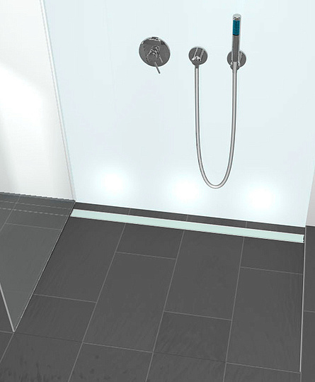 Tece Drainline Стеклянная панель для душевого канала прямая 80 см, цвет: зеленый глянцевый 600890