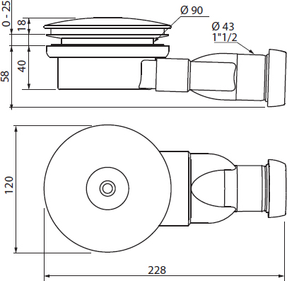 Сифон для поддона Cezares  с гидрозатвором CZR-02-90