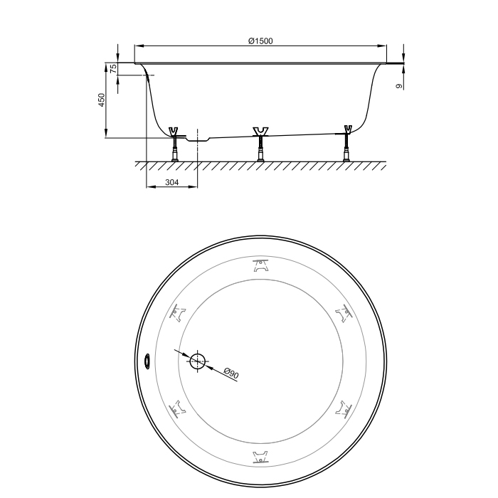 Bette Слив-перелив Bette Rotaplex R5, диаметр 90мм, цвет хром B608-901