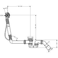 Hansgrohe Exafill S Слив-перелив для излива на ванну, для нестанд. ванн, тросик 78 см скрытая часть 58116180