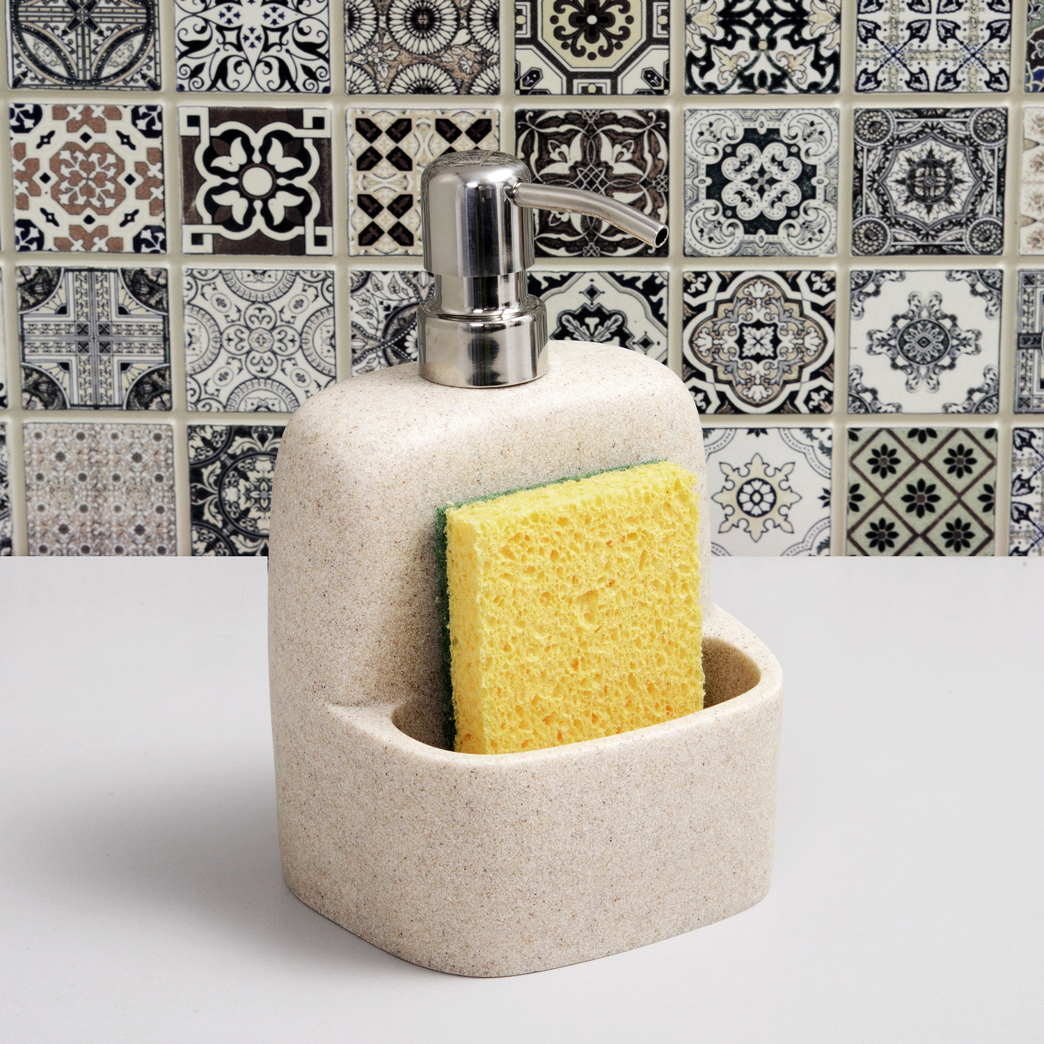 Wasserkraft Дозатор для жидкого мыла настольный с емкостью для губки, цвет: хром K-8499