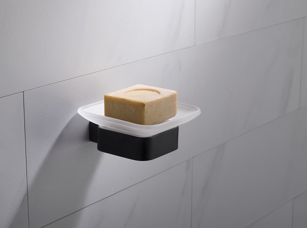 Timo Selene Мыльница со стеклянной чашей, подвесная, цвет: черный матовый 14022/03