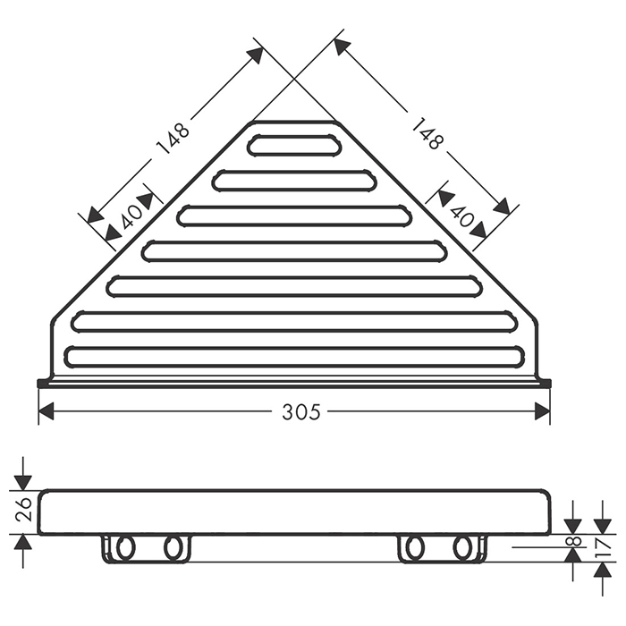 Hansgrohe AddStoris Угловая корзинка подвесная 30,5x15,7 см, цвет: бронза 41741140