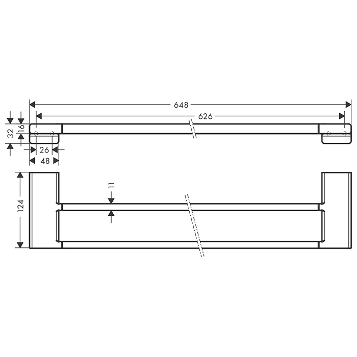 Hansgrohe AddStoris Полотенцедержатель подвесной двойной 64,8  см, латунь цвет: графит 41743340