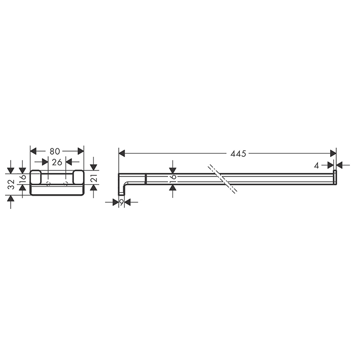 Hansgrohe AddStoris Полотенцедержатель подвесной двойной 44,5 см, латунь цвет: хром 41770000