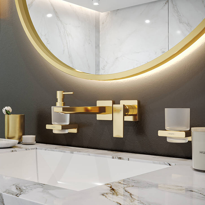 Hansgrohe AddStoris Стакан для зубных щеток подвесной, матовое стекло, латунь цвет: золото 41749990