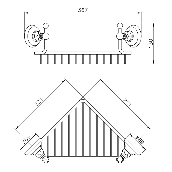 Nicolazzi Accessori Classica Полочка-решетка угловая, цвет хром 1495CR