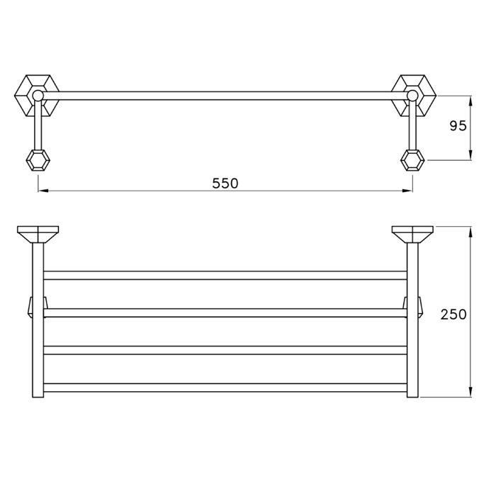 Stella Eccelsa Полочка для полотенец, 1066, цвет: хром EC 10019 CR00