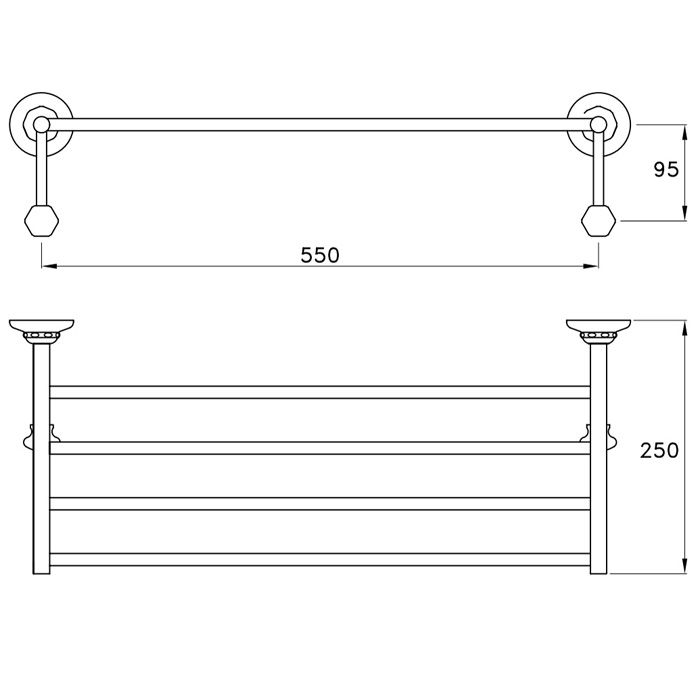 Stella Italica Полочка для полотенец, 1066, цвет: хром IT 10019 CR00
