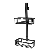 3SC Appy Полочка-корзинка двойная 25х12хh57 см, подвесная на стекло, цвет: черный матовый APPY2NO