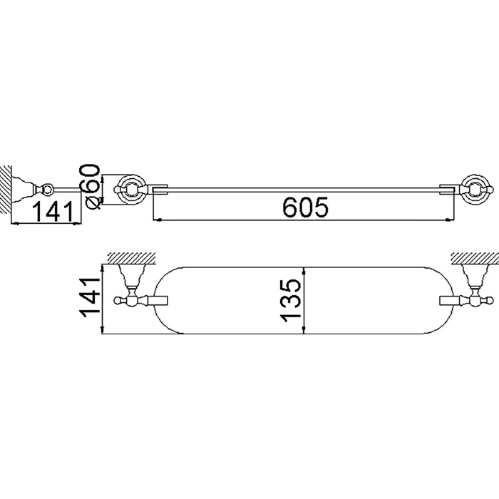 Cisal Arcana Полочка стелянная 60 см, цвет: 24K Gold AR09043024