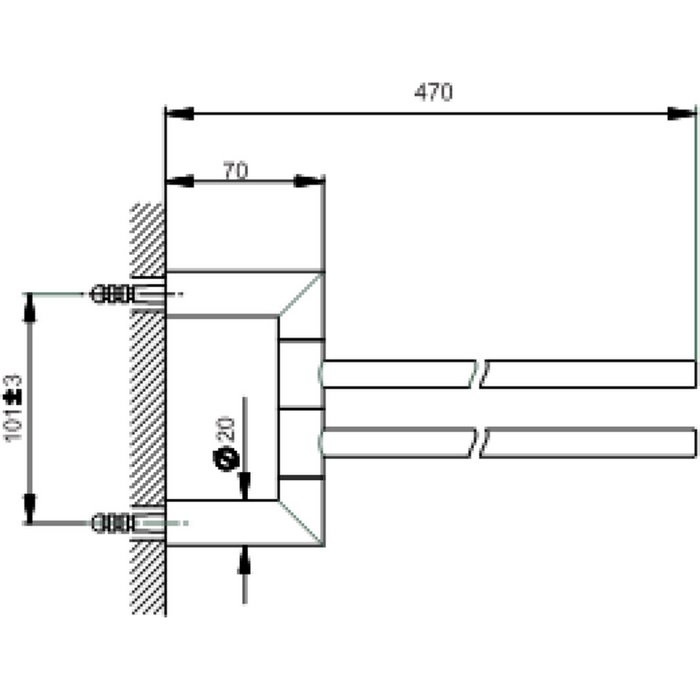 Cisal System Полотенцедержатель двойной 40 см, цвет: Chrome SY09021021