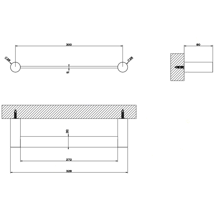 Gessi 316 Accessories Полотенцедержатель 30 см, подвесной, цвет: steel brushed 54797#239