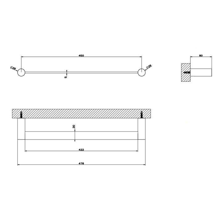 Gessi 316 Accessories Полотенцедержатель 45 см, подвесной, цвет: steel brushed 54800#239
