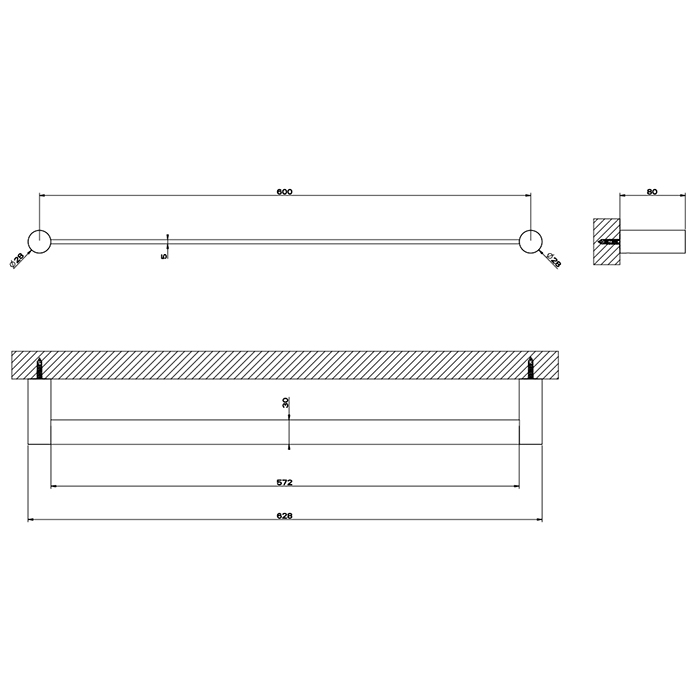 Gessi 316 Accessories Полотенцедержатель 60 см, подвесной, цвет: brushed black metal pvd 54803#707