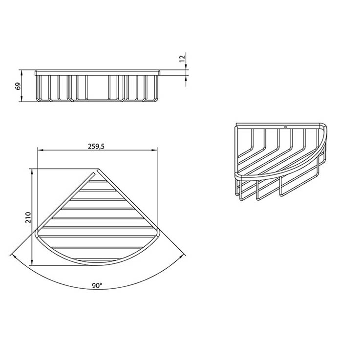 Bongio Полочка угловая 30х21xh7 см, цвет: хром 30011CR00