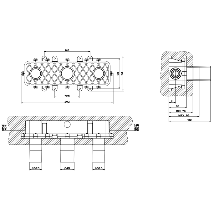 Gessi Внутренняя часть встраиваемого двухвентильного смесителя 45089#031