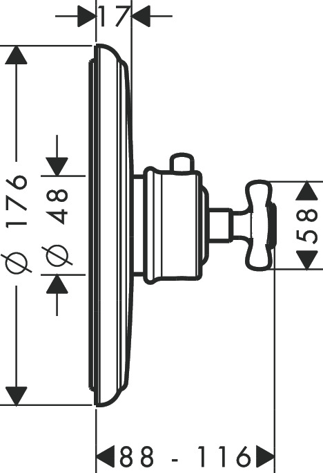 Axor Montreux Термостат для душа встраиваемый, HighFlow, внешняя часть, цвет: полированное золото 16815990
