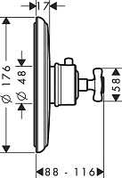 Axor Montreux Термостат для душа встраиваемый, HighFlow, внешняя часть, цвет: полированное золото 16815990