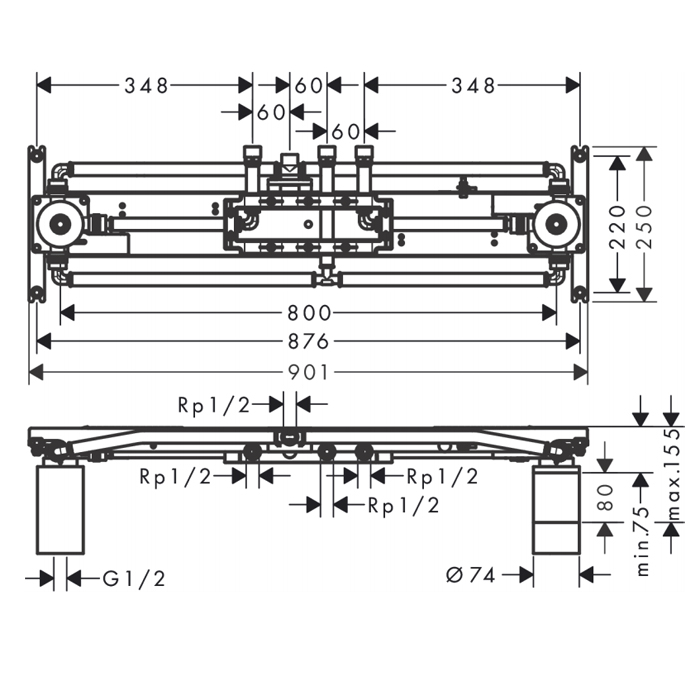 Axor Shower Heaven Скрытая часть для 1200/300 4jet 10922180
