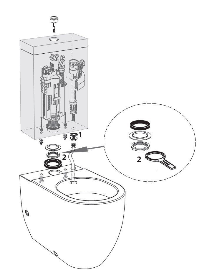Kerasan Retro Механизм смыва для бачка унитаза с кнопкой, цвет: Bronzo 750993
