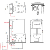 Kerasan Труба сливная для низкого подвесного бачка, цвет: Bronzo 757193