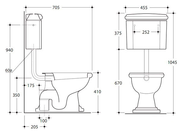 Kerasan Труба сливная для низкого подвесного бачка, цвет: Oro 757191