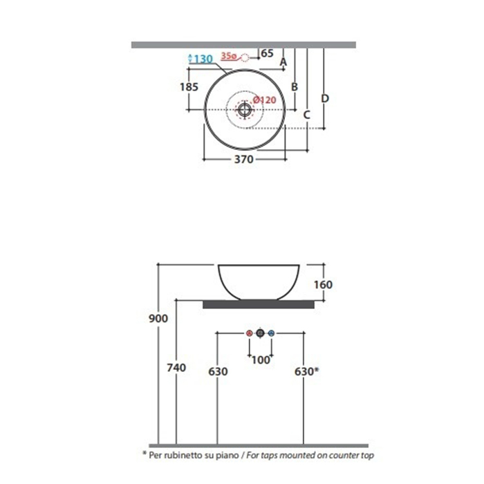 Globo T-Edge Донный клапан без перелива, с керамической крышкой, цвет: graniglia turchese FI024GT