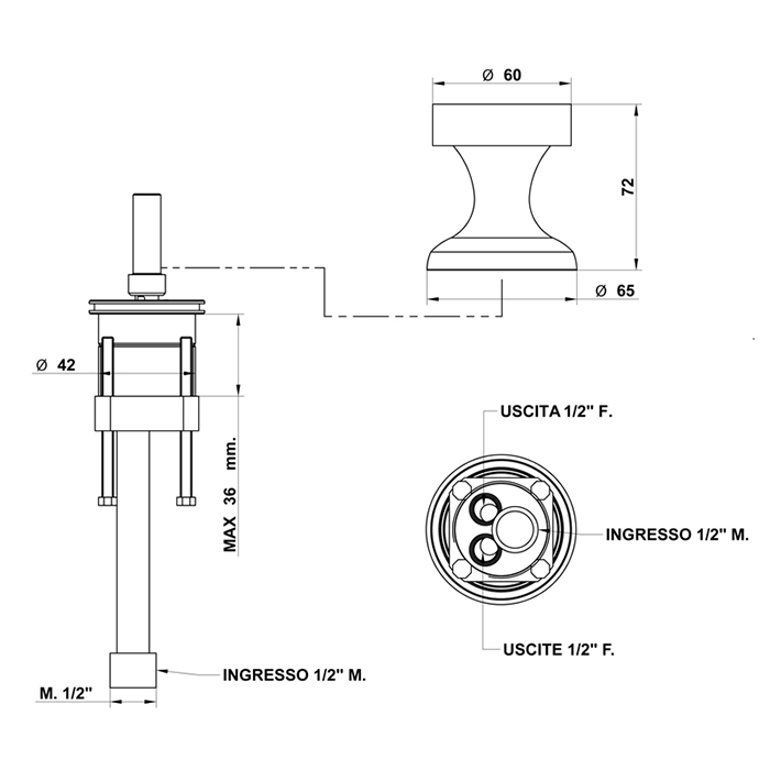 Bongio Soffi Переключатель на борт ванны, цвет белый/хром 60535CR44