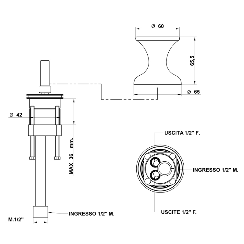 Bongio Soffi Переключатель на борт ванны, цвет хром 60566CR00