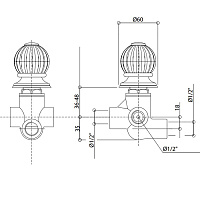 Bongio Rivoli Переключатель на 2 источника, цвет хром/Cristallo 00 05525CR00