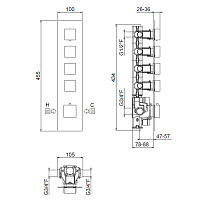 Carimali IlQuadro Внешняя часть верт. смесителя с 4-ю независ. выходами, цвет хром 21040EST-CR