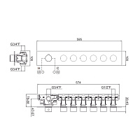 Carimali IlQuadro Внешняя часть гориз. смесителя с 6-ю независ. выходами, цвет хром 21069EST/O-CR