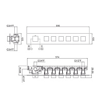 Carimali IlQuadro Внешняя часть гориз. смесителя с 6-ю независ. выходами, цвет хром 21060EST/O-CR