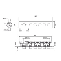 Carimali IlTondo Внешняя часть гор. для термост. смесителя с 5-ю выходами, цвет хром 21059EST/O-CR