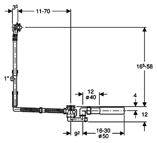 Geberit Слив-перелив для нестандарнтых ванн, цвет: хром 150.525.21.1