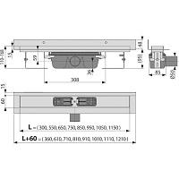 Alcaplast Водоотводящий желоб, 95 см, цвет: хром APZ16-950