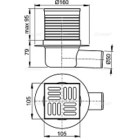 Alcaplast APV Сливной трап 10,5x10,5/5, цвет: хром APV1