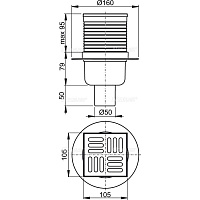 Alcaplast APV Сливной трап 10,5x10,5/5, цвет: хром APV32